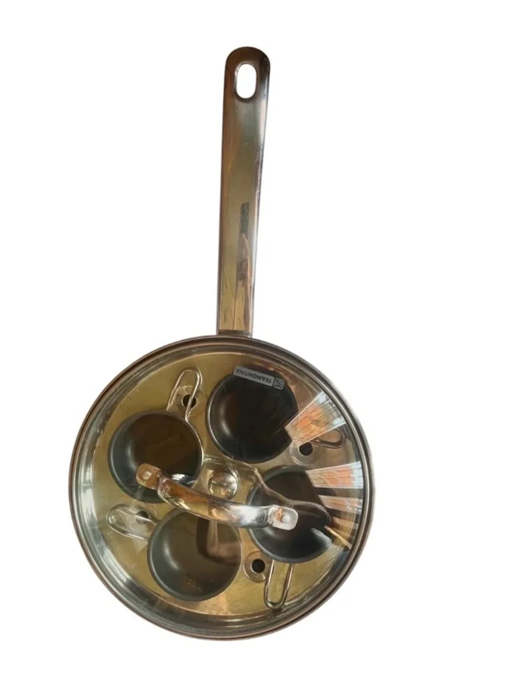 Stainless Steel Tramontina Egg Poaching Pan Set 18/10 4 Cup Egg Poacher Nonstick